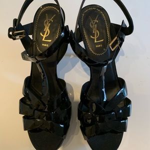 YSL Tribute Patent Leather Platform Sandals
